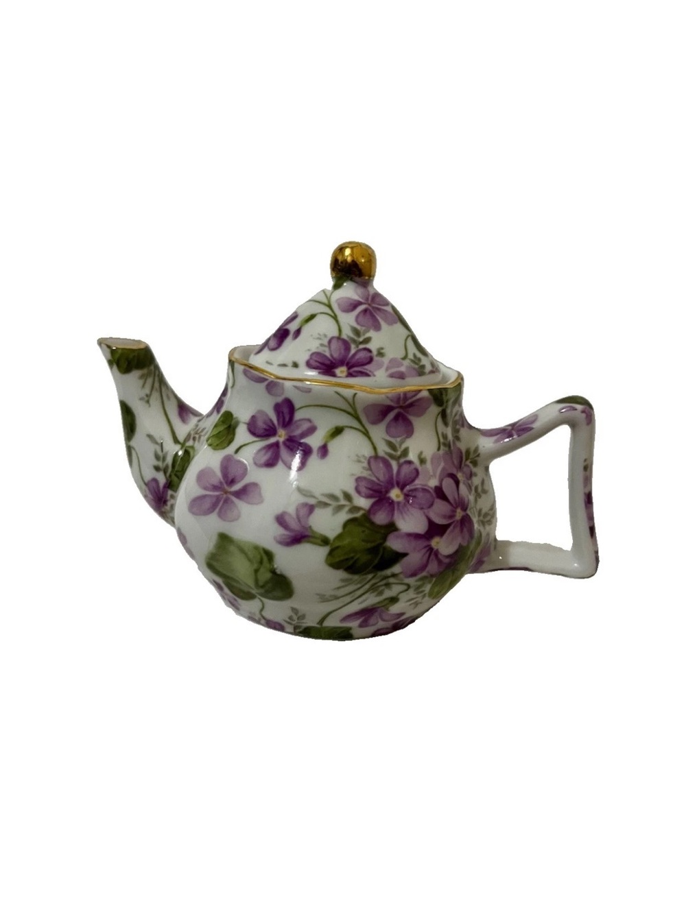 A Special Place Miniature Teapot Purple Floral Gold Trim Decorative 2003 Vintage